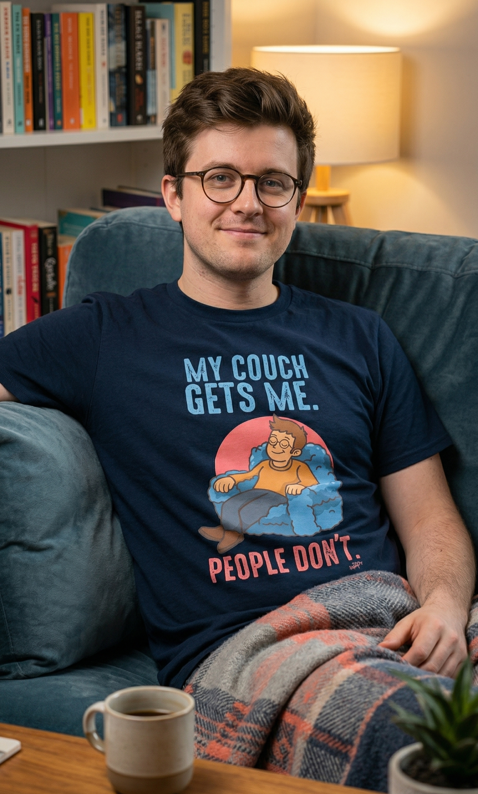 My couch gets me. People don't - Unisex garment-dyed heavyweight t-shirt