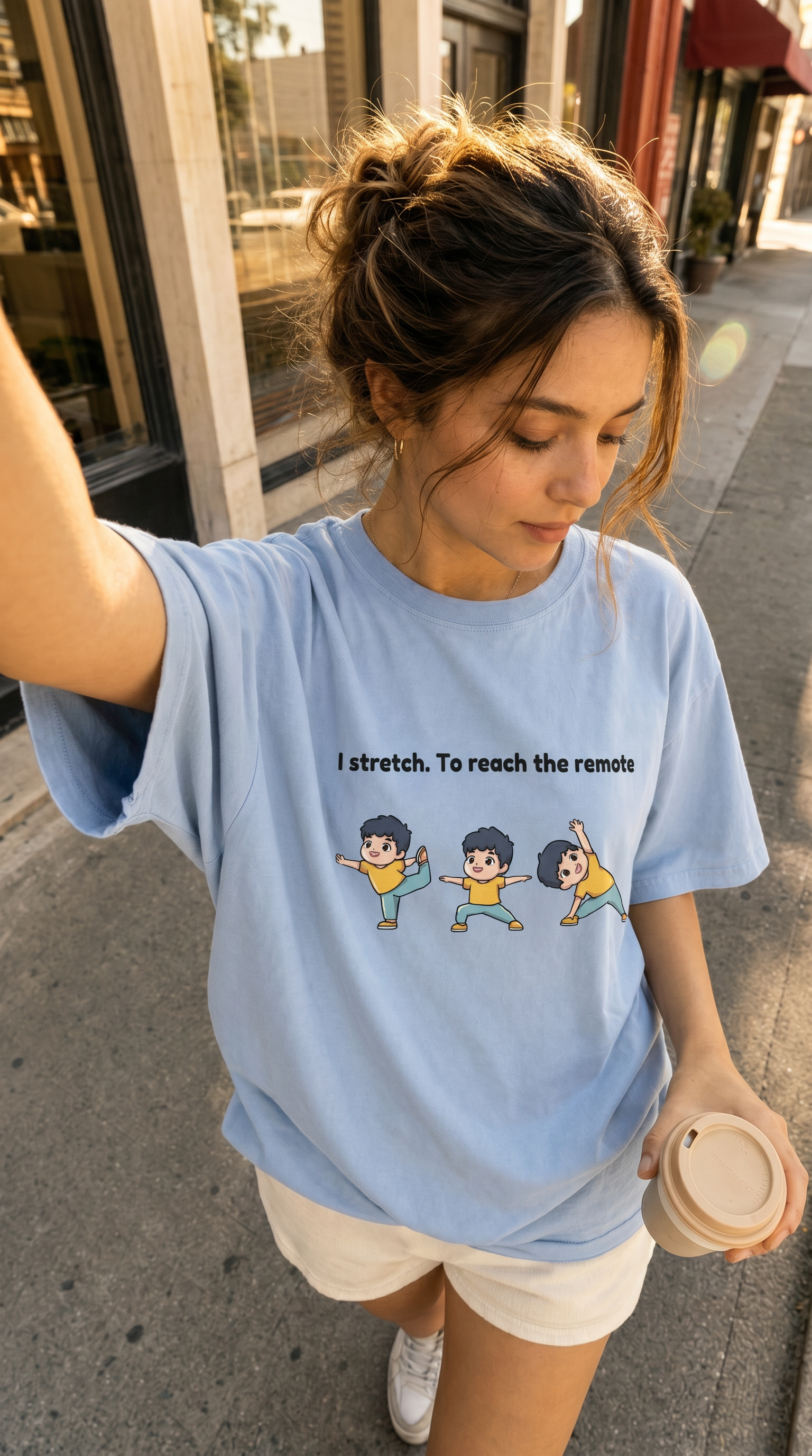 I stretch. To reach the remote - Unisex garment-dyed heavyweight t-shirt