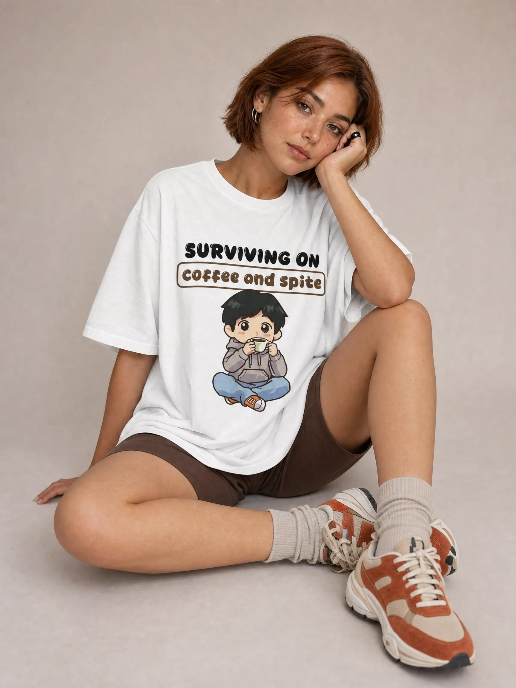Surviving on coffee and spite - Unisex garment-dyed heavyweight t-shirt
