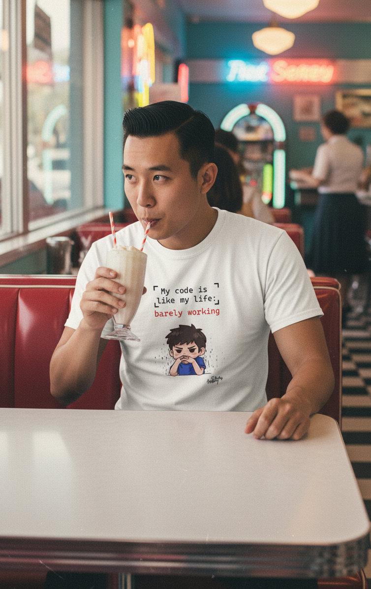 My code is like my life: barely working - Unisex garment-dyed heavyweight t-shirt