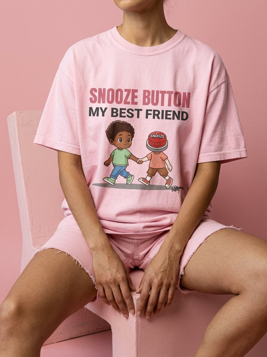 Snooze button: my best friend - Unisex garment-dyed heavyweight t-shirt