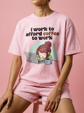 I work to afford coffee to work - Unisex garment-dyed heavyweight t-shirt