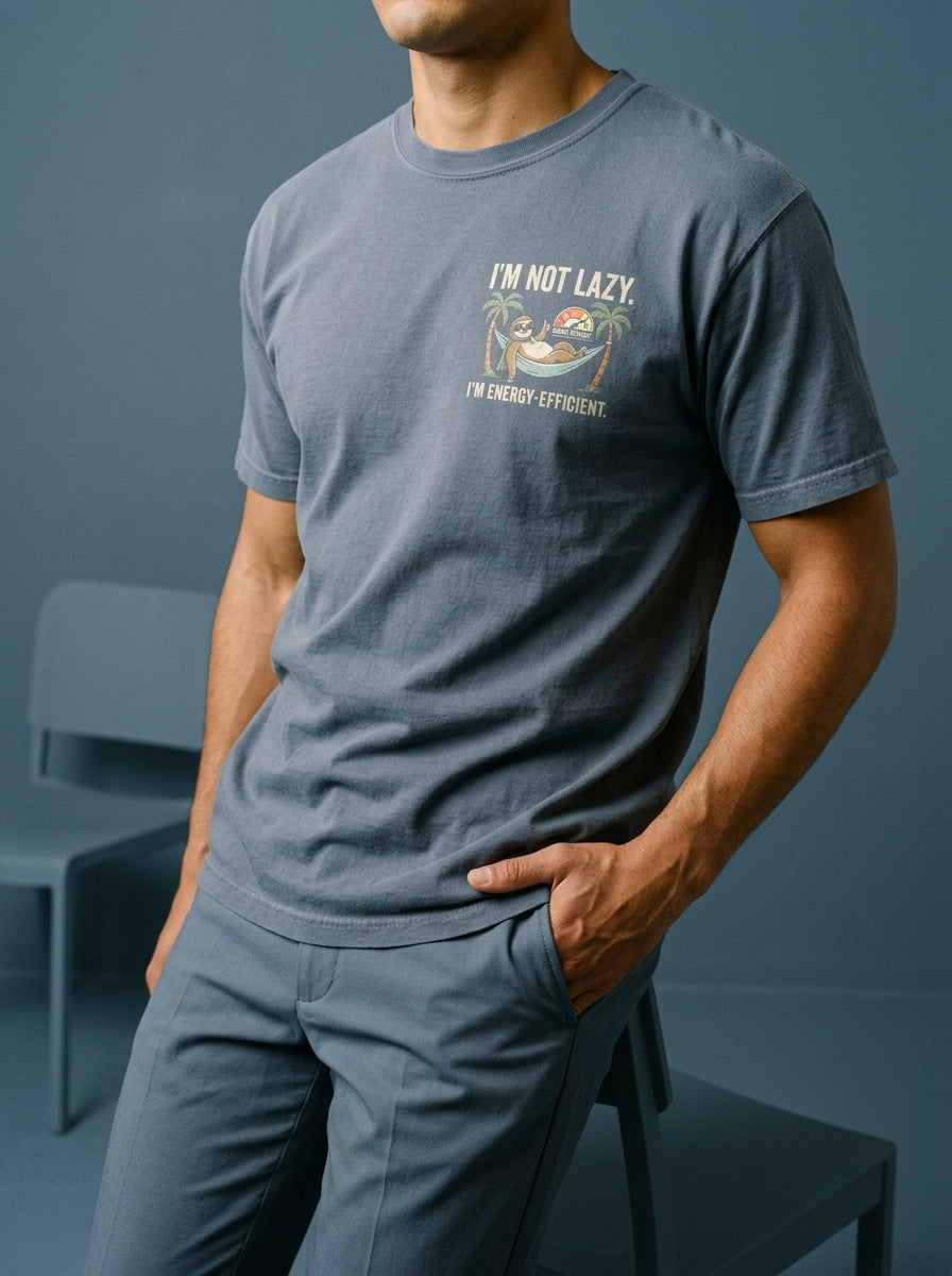 I'm not lazy. I'm energy-efficient - Unisex garment-dyed heavyweight t-shirt