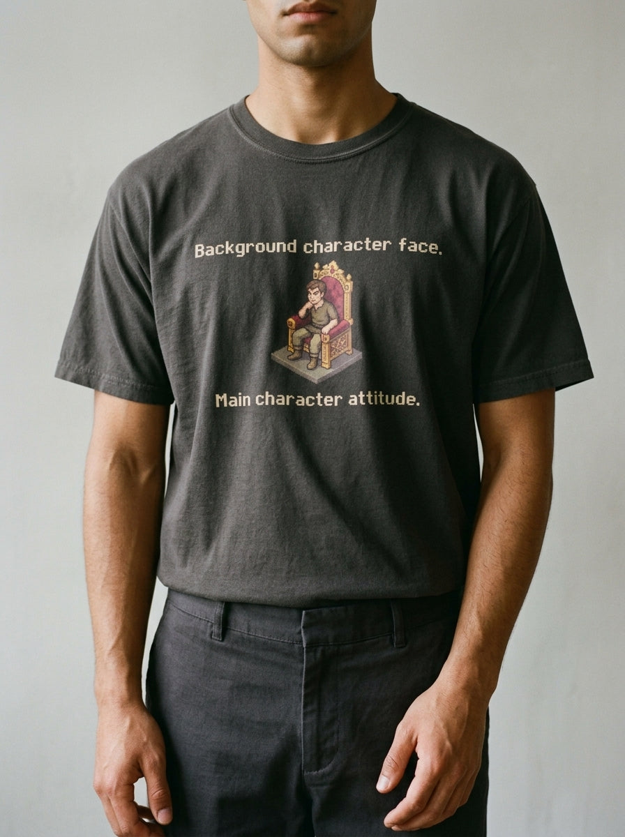 Background character face. Main character attitude - Unisex garment-dyed heavyweight t-shirt