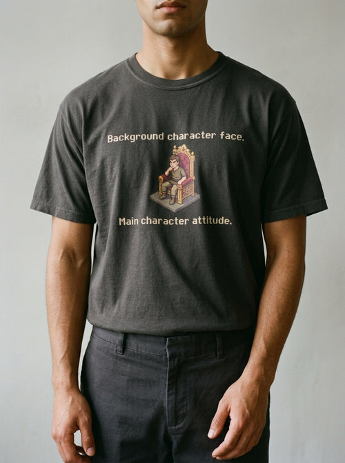 Background character face. Main character attitude - Unisex garment-dyed heavyweight t-shirt