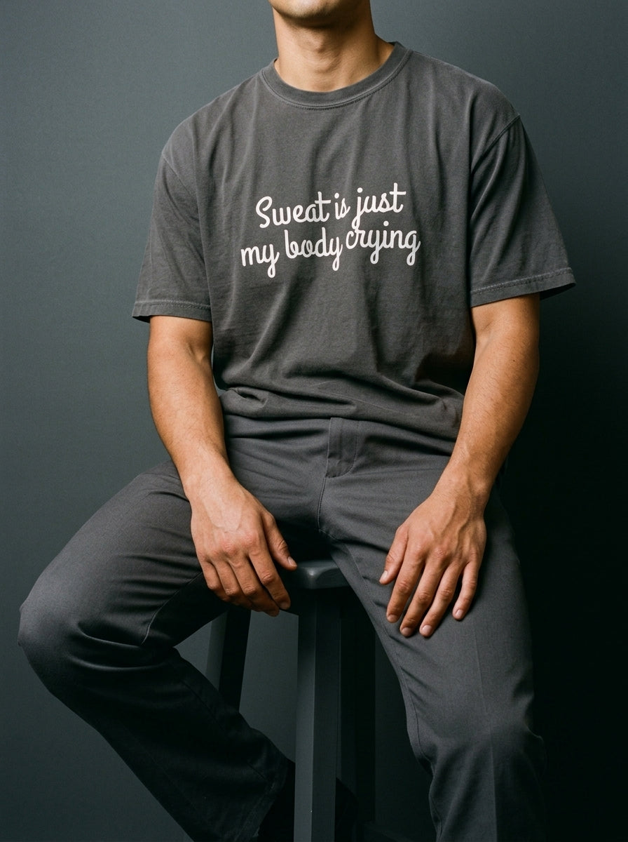Sweat is just my body crying - Unisex garment-dyed heavyweight t-shirt