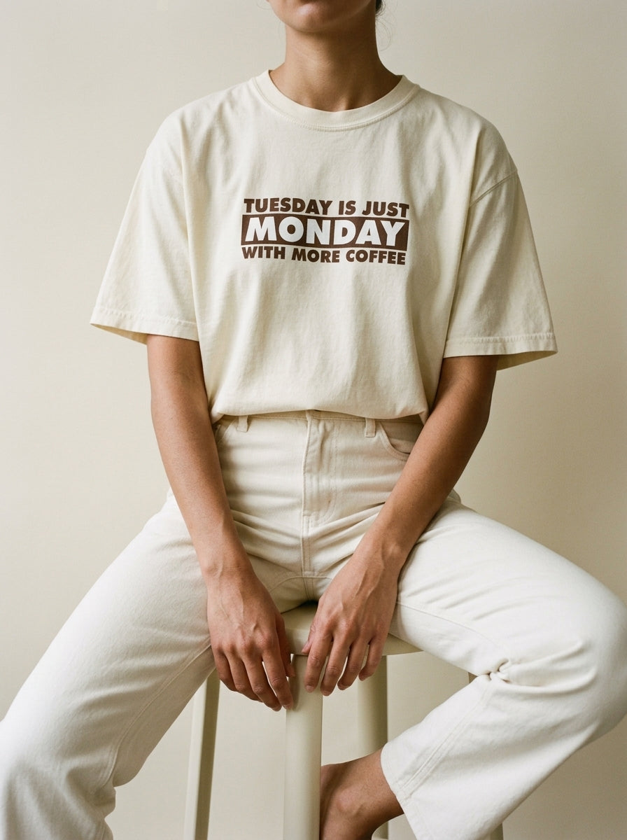 Tuesday is just Monday with more coffee - Unisex garment-dyed heavyweight t-shirt