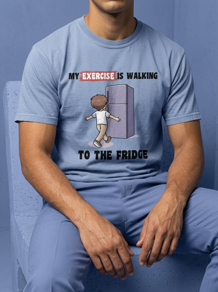My exercise is walking to the fridge - Unisex garment-dyed heavyweight t-shirt