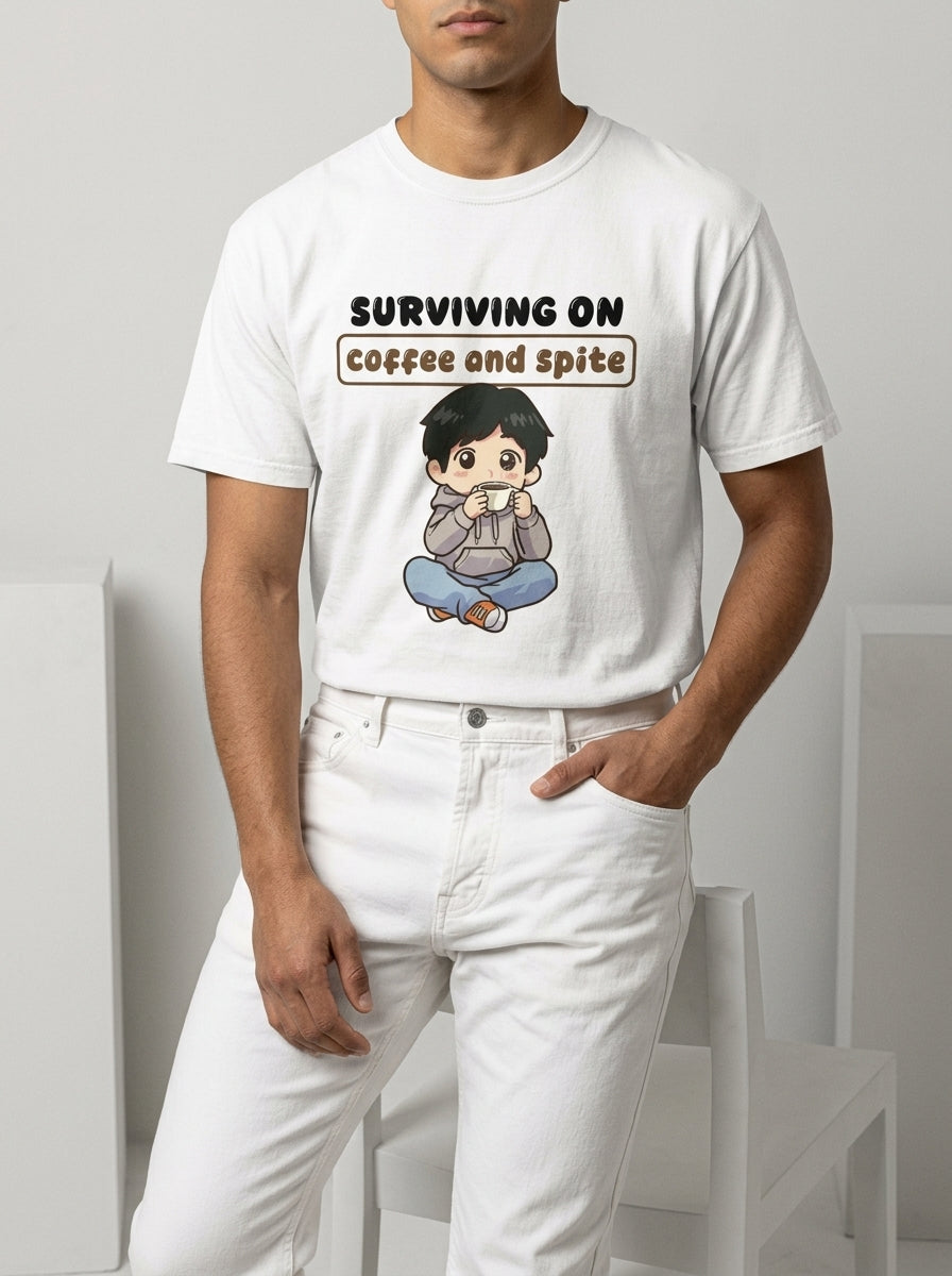 Surviving on coffee and spite - Unisex garment-dyed heavyweight t-shirt